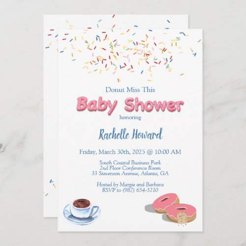 Coffee And Donut Sprinkles Baby Shower Invitation