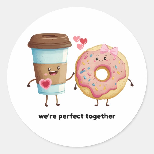 Coffee and Donut Valentine Sticker (Front)