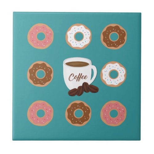 Coffee and Donuts Ceramic Tile