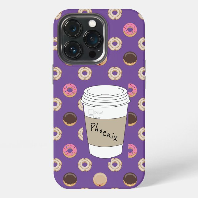 Coffee and Donuts Custom Name Iphone Case (Back)