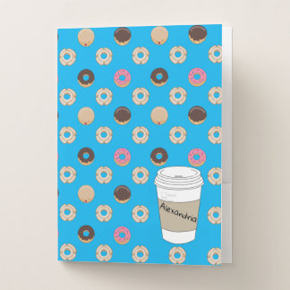 Coffee and Donuts Custom Name Pocket Folder
