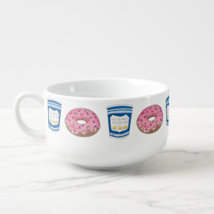 Coffee and Donuts Greek Coffee Cup Pink Doughnut