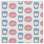 Coffee and Donuts Pink Frosted Doughnut Breakfast Fabric