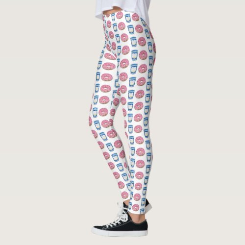 Coffee and Donuts Pink Frosted Doughnut Breakfast Leggings