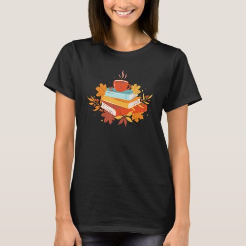 Coffee And Floral Book Flower Book Nerds Reading L T_Shirt