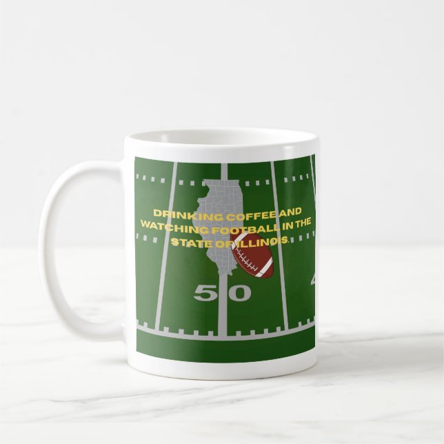 Coffee and Football in Illinois Coffee Mug (Left)