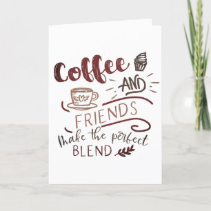 Coffee and Friends Doodle Art Typography Letterpress Thank You Card