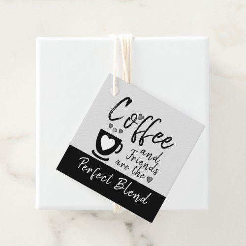 Coffee and friends grey and black gift favor tags