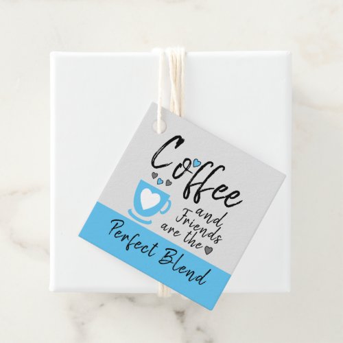 Coffee and friends grey and blue gift favor tags
