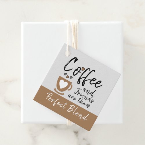 Coffee and friends grey and brown gift favor tags