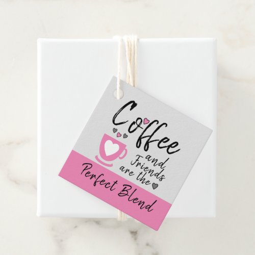 Coffee and friends grey and pink gift favor tags