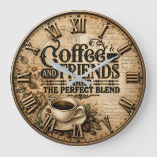 Coffee and Friends Large Clock
