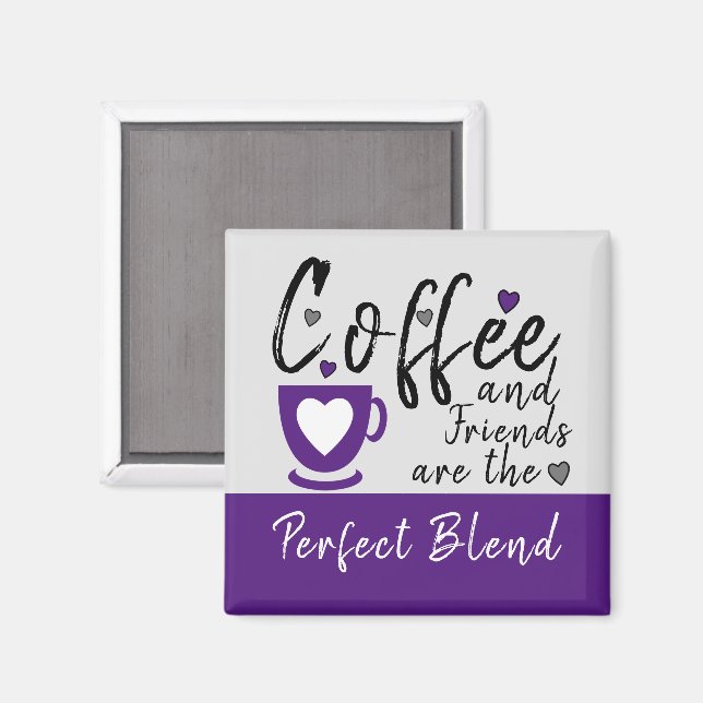 Coffee and Friends love hearts purple Magnet (Front/Back)