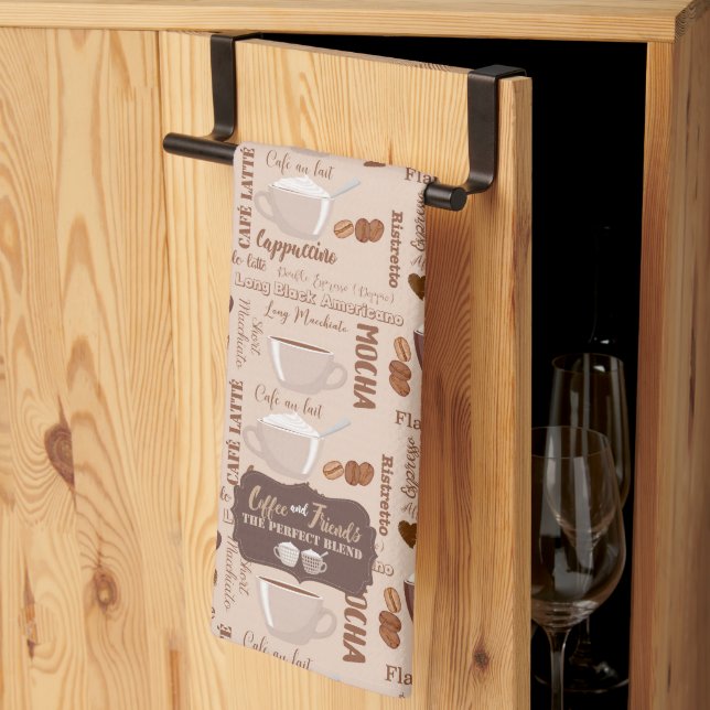Coffee and Friends Pattern Kitchen Towel (Thirds Fold)