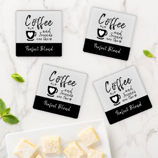 Coffee and friends perfect blend black coaster set