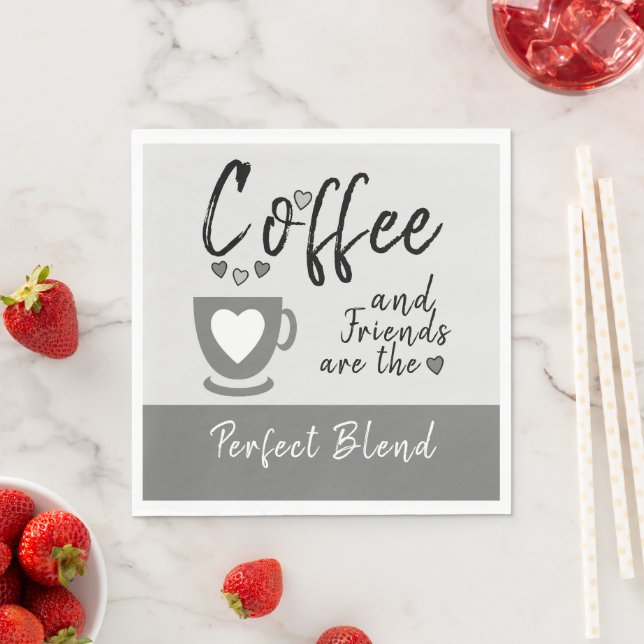 Coffee and friends perfect blend grey napkins (Insitu)