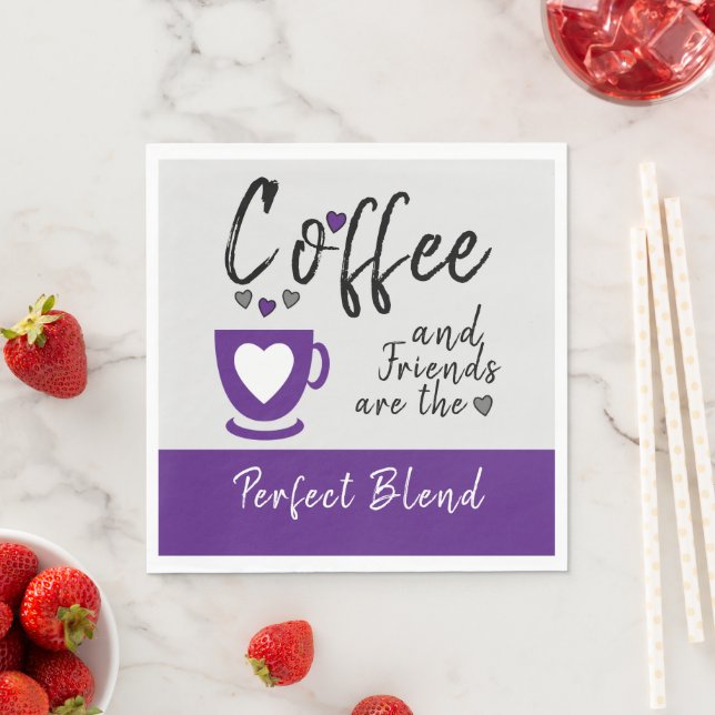 Coffee and friends perfect blend purple napkins (Insitu)