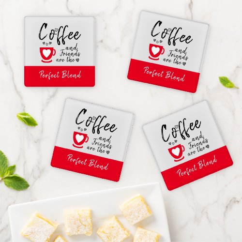 Coffee and friends perfect blend red coaster set