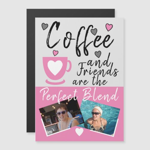 Coffee and Friends pink photos fridge magnet