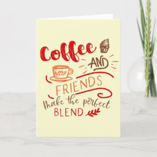 Coffee and Friends Quote Coffee Lovers Letterpress Thank You Card