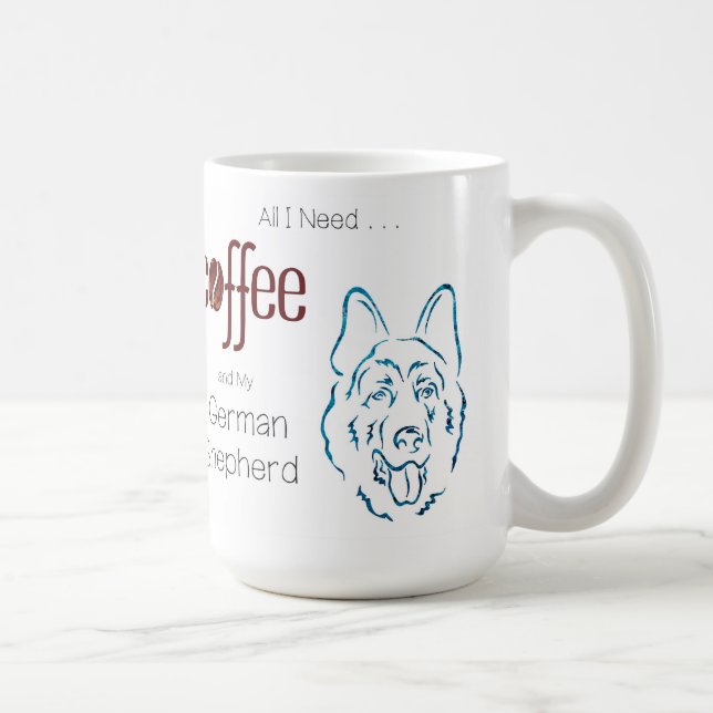 Coffee and German Shepherd Coffee Mug (Right)