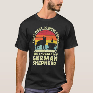 Coffee And German Shepherd Dog Retro GSP Dad M T-Shirt