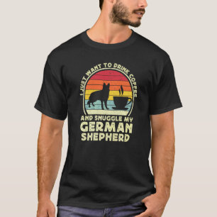 Coffee And German Shepherd Dog Retro GSP Dad Mom T-Shirt