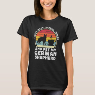 Coffee And German Shepherd Dog Retro GSP Dad Mom T-Shirt
