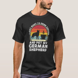 Coffee And German Shepherd Dog Retro GSP Dad Mom T-Shirt