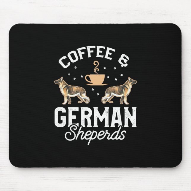 Coffee And German Shepherd Mouse Pad (Front)