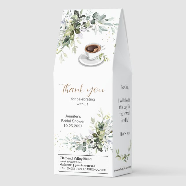 Coffee and Greenery Themed Shower Roasted Coffee (Front)