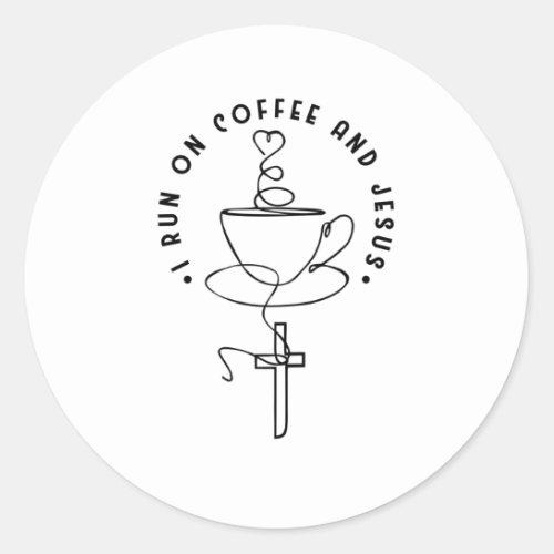 Coffee and Jesus Lovers Christian Cross Classic Round Sticker