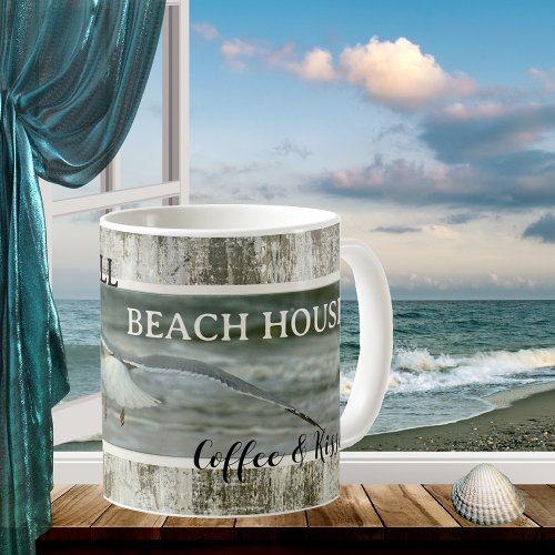 Coffee and Kisses Seagull Beach House Mug