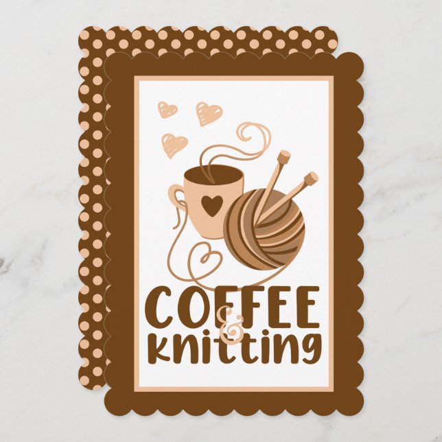 Coffee and Knitting Blank Card (Front/Back)