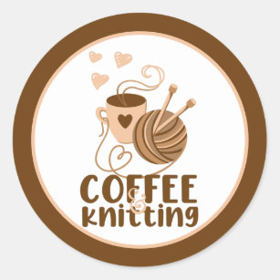 Coffee and Knitting Sticker