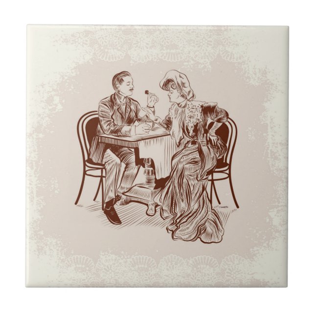 coffee and love ceramic tile (Front)