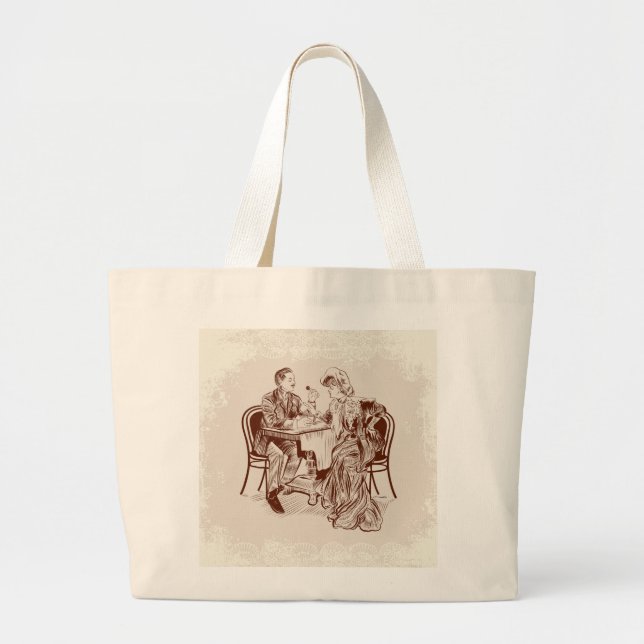 coffee and love large tote bag (Front)