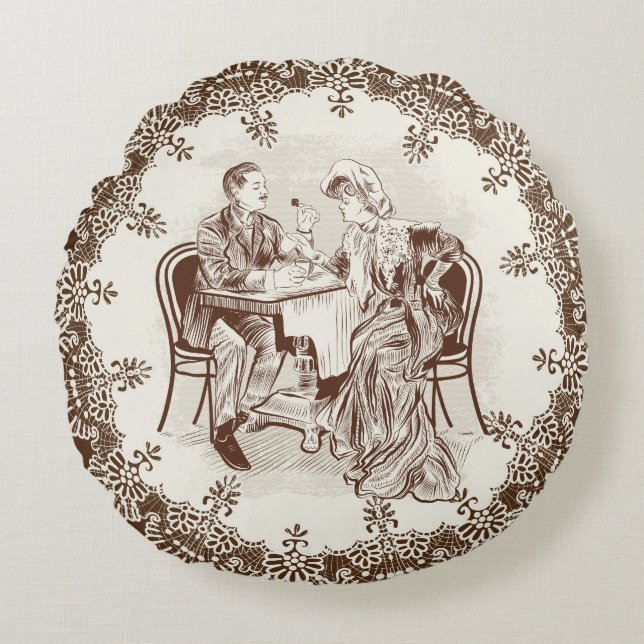 coffee and love round pillow (Front)