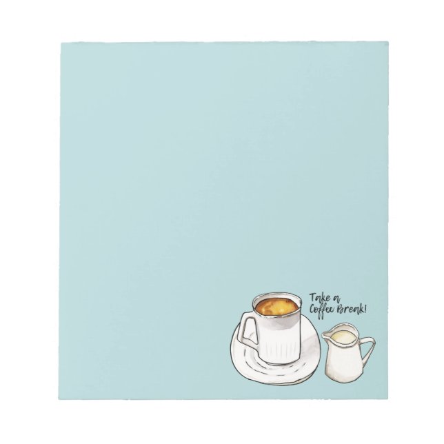 Coffee and Milk Doodle Illustration | Coffee Break Notepad (Front)