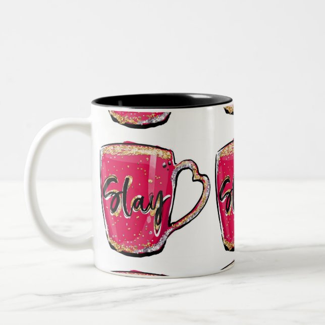 Coffee and morning motivation  Two-Tone coffee mug (Left)