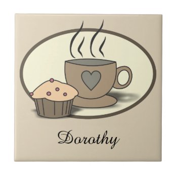Coffee And Muffin Custom Tiles For Coffee Lovers by goodmoments at Zazzle
