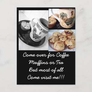 coffee and muffins 2, blueberry muffins, coffee... postcard