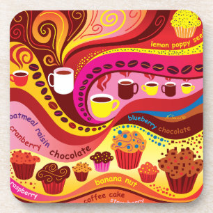 Coffee and Muffins Pattern Beverage Coaster
