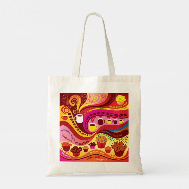 Coffee and Muffins Pattern Tote Bag (Back)