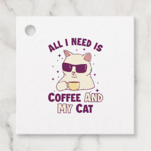 Coffee and my Cat Cat Daddy Cat Mom Cat Lovers Favor Tags