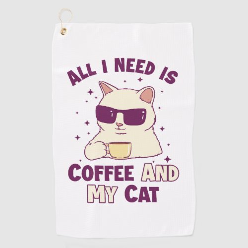 Coffee and my Cat Cat Daddy Cat Mom Cat Lovers Golf Towel