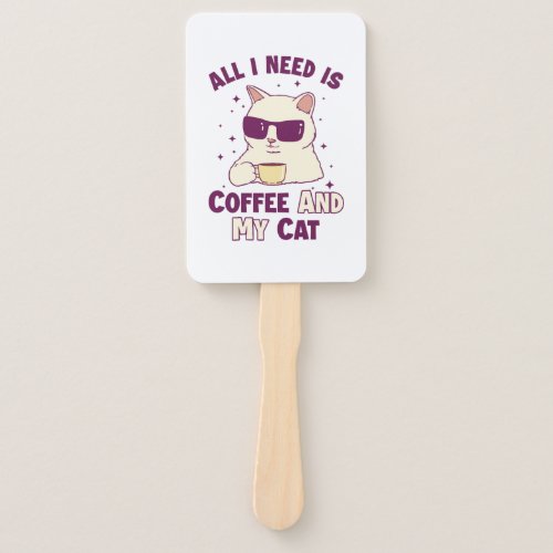 Coffee and my Cat Cat Daddy Cat Mom Cat Lovers Hand Fan