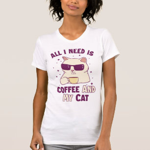 Coffee and my Cat Cat Daddy Cat Mom Cat Lovers T-Shirt