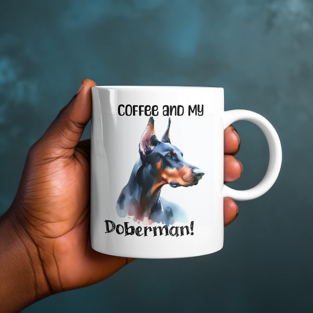 Coffee and My Doberman Blacks cute/Personalize Mug (Creator Uploaded)