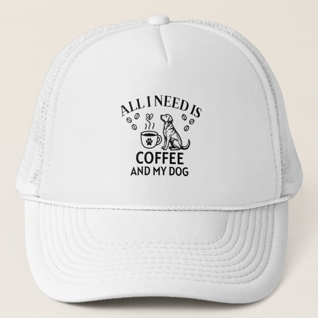 Coffee and My Dog Labrador Embroidered Style hat  (Front)